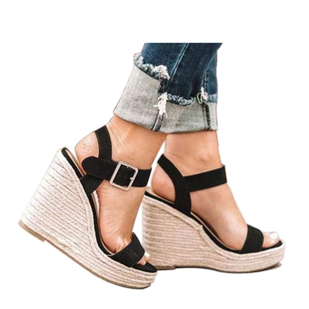 VICKI·VICKI Women's Platform Sandals Wedge Ankle Strap Open Toe Sandals