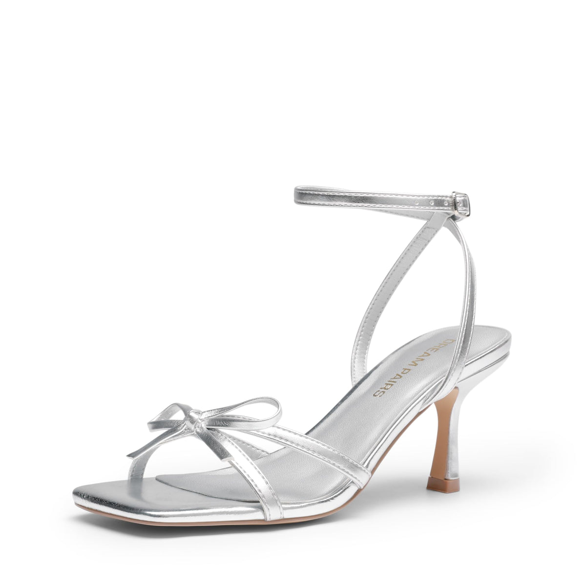 DREAM PAIRS Women's Elegant Bow Strappy Kitten Heel Sandals | Square Open Toe Ankle Strap Dress Heels, Comfort Bridal Heeled Sandals for Wedding and Formal Party Occasions