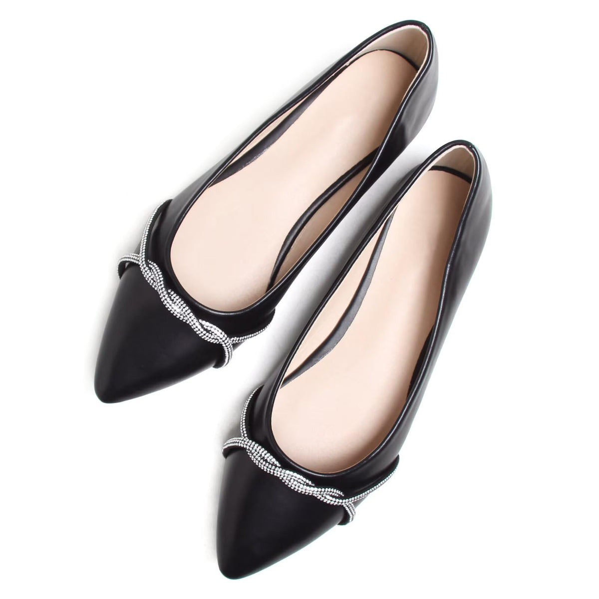 TN TANGNEST Womens Casual Flats Chain Ballet Flats | Fashion Pointed Toe Rhinestone Flats, Comfort Slip On Dress Shoes for Business Work Office Wedding Party