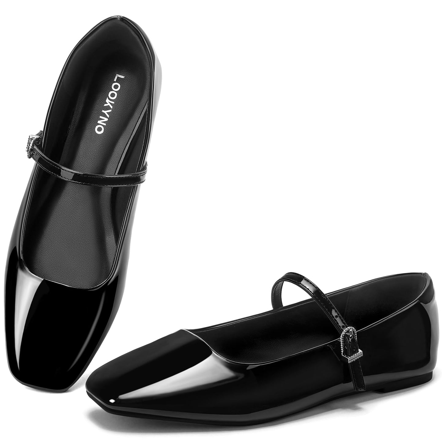 Womens Mary Jane Flats Closed Toe Buckle Strap Square Toe Ballet Flats | Closed Toe, Adjustable Strap, Buckle Closure, Comfortable, Soft PU Leather