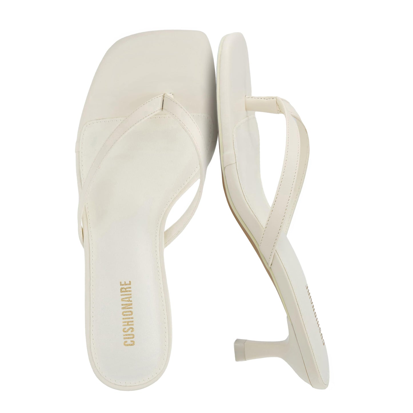 CUSHIONAIRE Miami Kitten Heels for Women, Thong Flip Flop Heeled Sandals with Memory Foam, Slip On Dressy Sandal