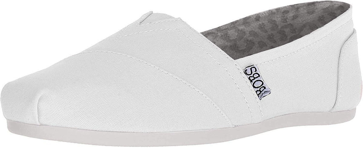 Skechers Women's BOBS Plush-Peace & Love Flats | Casual slip on, Memory Foam footbed, Machine Washable, Crafted with 100% vegan materials, Canvas upper