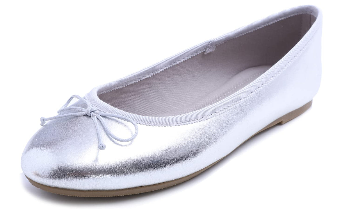 FEVERSOLE Women's Macaroon Colorful Memory Foam Cushion Insock Patent Ballet Flat