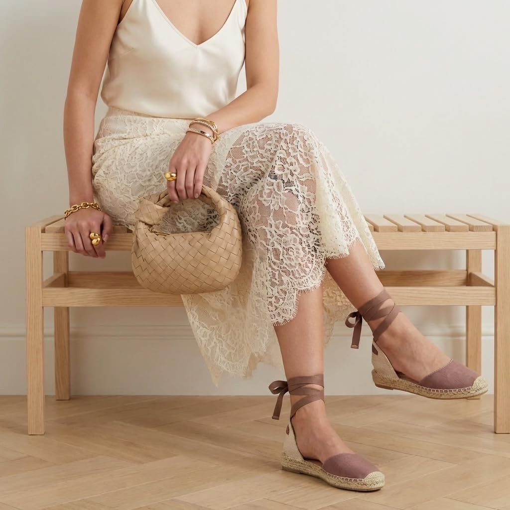 CUSHIONAIRE Talisa Espadrilles for Women, Closed Toe Wedge Sandal with Elastic Ankle Strap and Jute Wrapped Sole