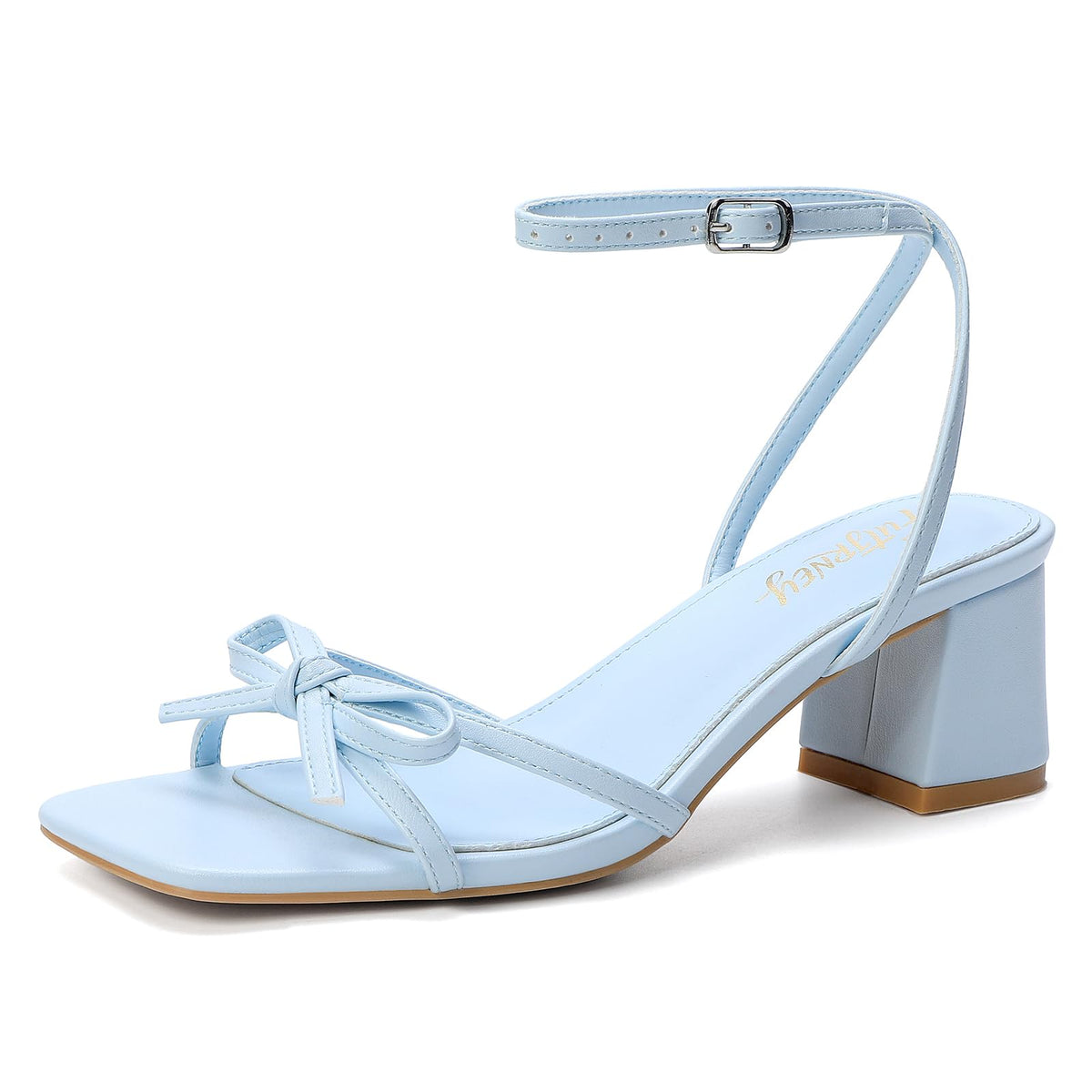 Women's Bow Strappy Low Heels | Block Chunky, Square Open Toe, Dress Sandals, Wedding Party