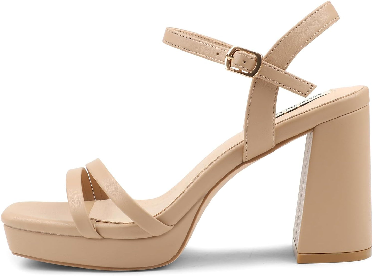JOY IN LOVE Platform Sandals Women Chunky Block Heels | 3.5 Inch High Heels, Ankle Strap, Square Open Toe Sandals, Wedding, Party Dress Shoes