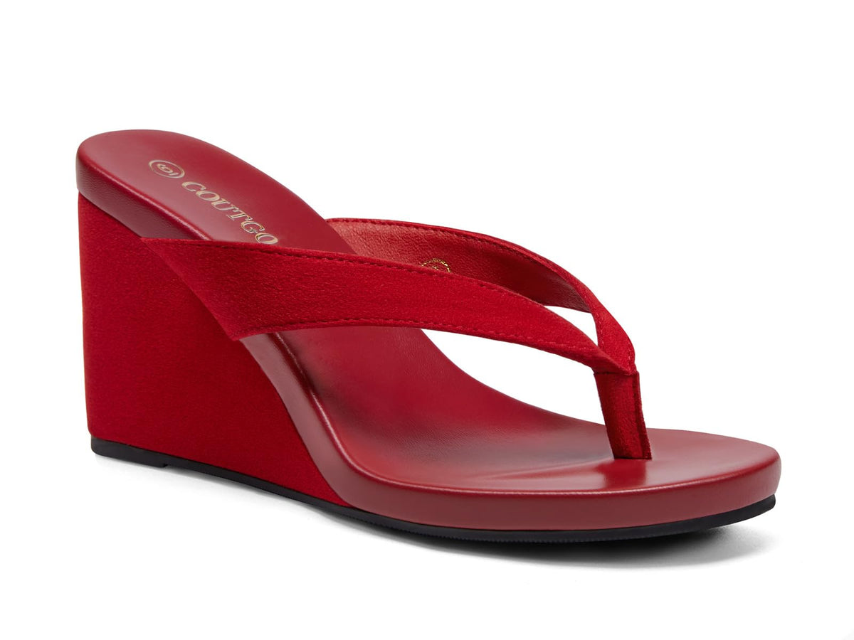 Coutgo Womens Wedge Heels Sandals Platform Flip Flops Slides Slip On Summer Beach Shoes