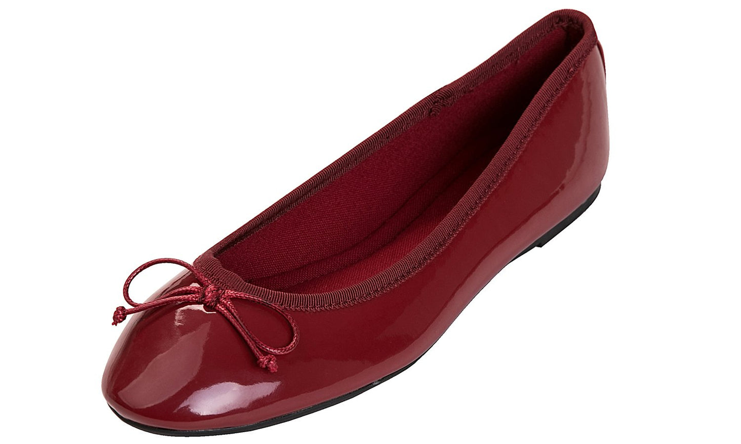 FEVERSOLE Women's Macaroon Colorful Memory Foam Cushion Insock Patent Ballet Flat
