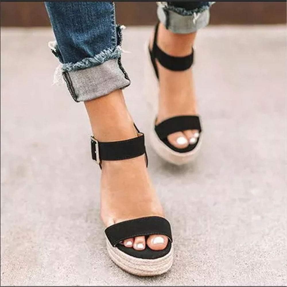 VICKI·VICKI Women's Platform Sandals Wedge Ankle Strap Open Toe Sandals