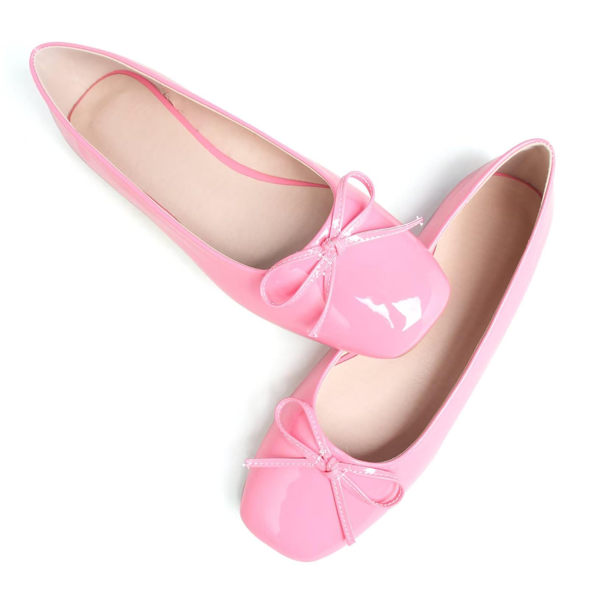 Dear Time Women's Casual Foldable Ballet Flats Square Toe Ballerina Flats Shoes Comfortable