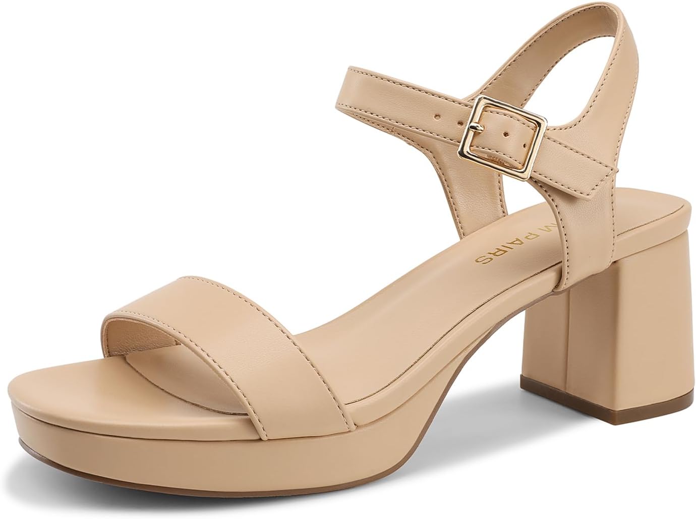 DREAM PAIRS Women's Platform Block Chunky Heels Sandals | Open Square Toe Ankle Strap Heel Fashion Wedding Party Dress Sandals Shoes 2.56-inch Block Heel and a 0.71-inch Platform