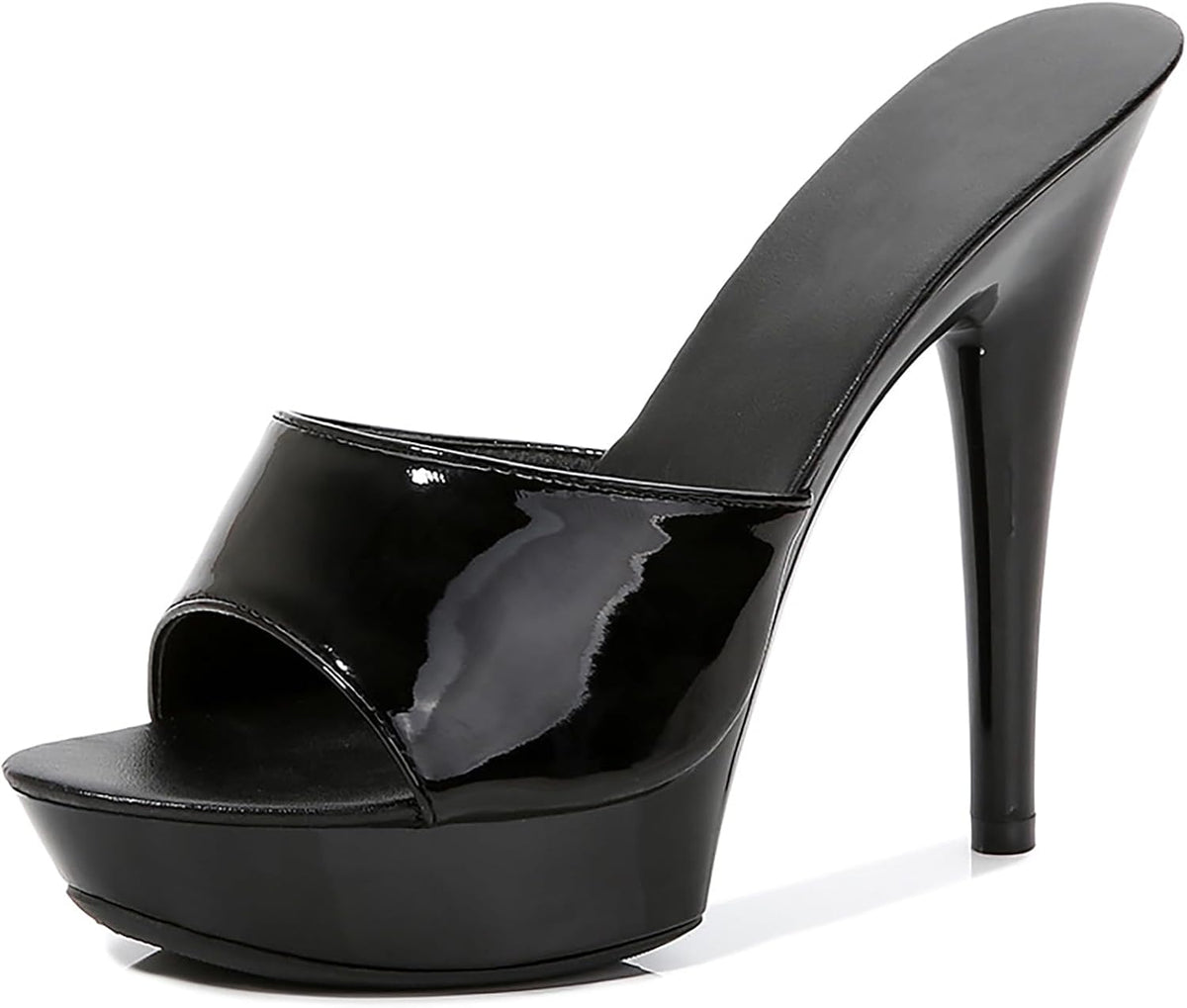 Women Fish Mouth Sky High Heel Platform Sexy Party Slides Round Open Toe Slip On High Heeled Backless Prom Sandals Fashion Stiletto Dress Bridal Evening Shoes
