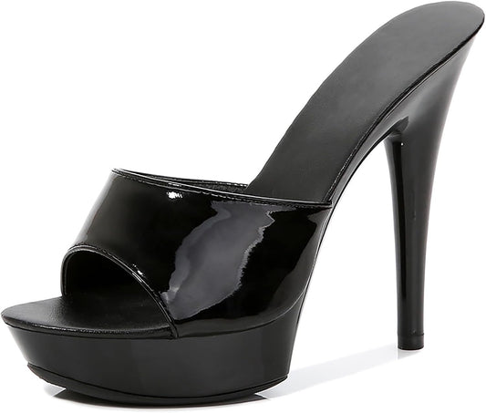 Women Fish Mouth Sky High Heel Platform Sexy Party Slides Round Open Toe Slip On High Heeled Backless Prom Sandals Fashion Stiletto Dress Bridal Evening Shoes