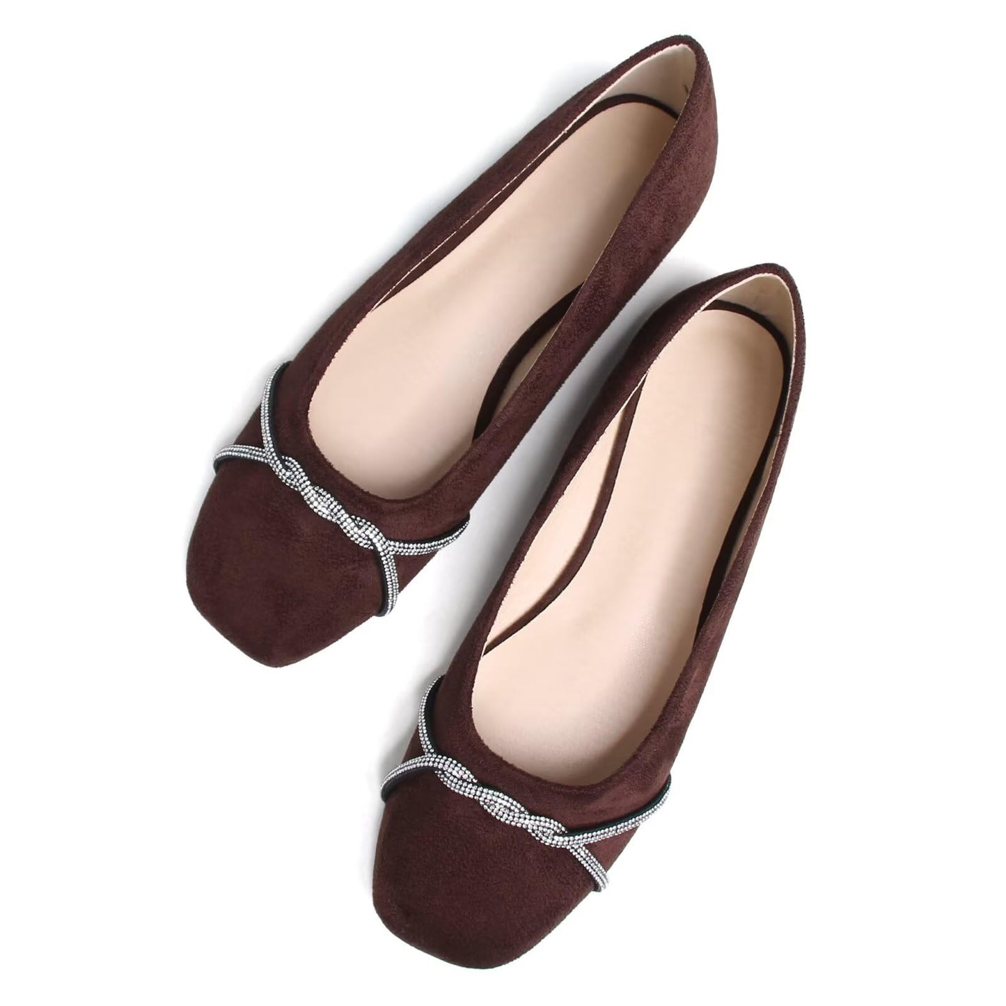 TN TANGNEST Womens Casual Flats Chain Ballet Flats | Fashion Pointed Toe Rhinestone Flats, Comfort Slip On Dress Shoes for Business Work Office Wedding Party