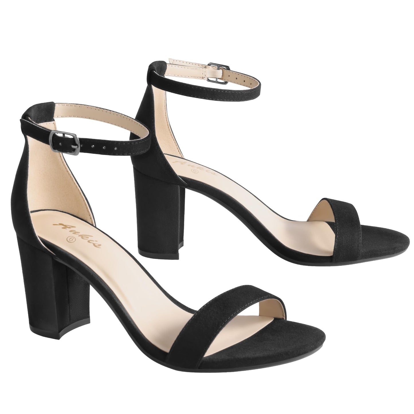 Ankis Heels for Women Open Toe Ankle Strap Chunky Heel Sandals 2.75 Inch