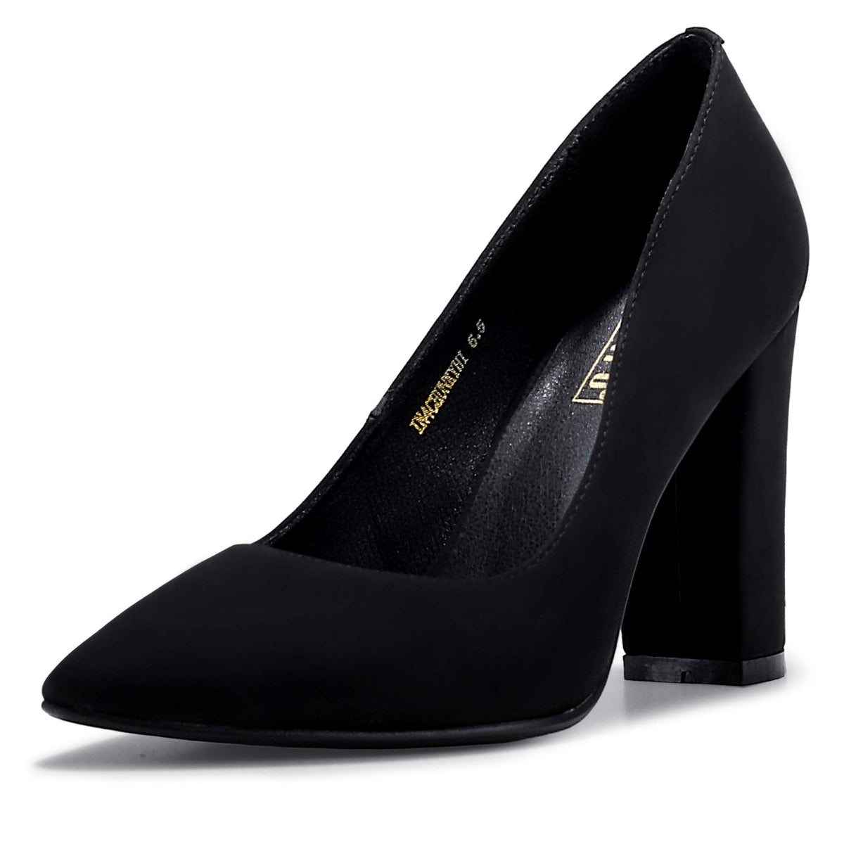 IDIFU Women's IN4 Chunky High Heels Closed Pointed Toe Pumps | Formal Block Heel Office Business Wedding Dress Shoes for Women Ladies