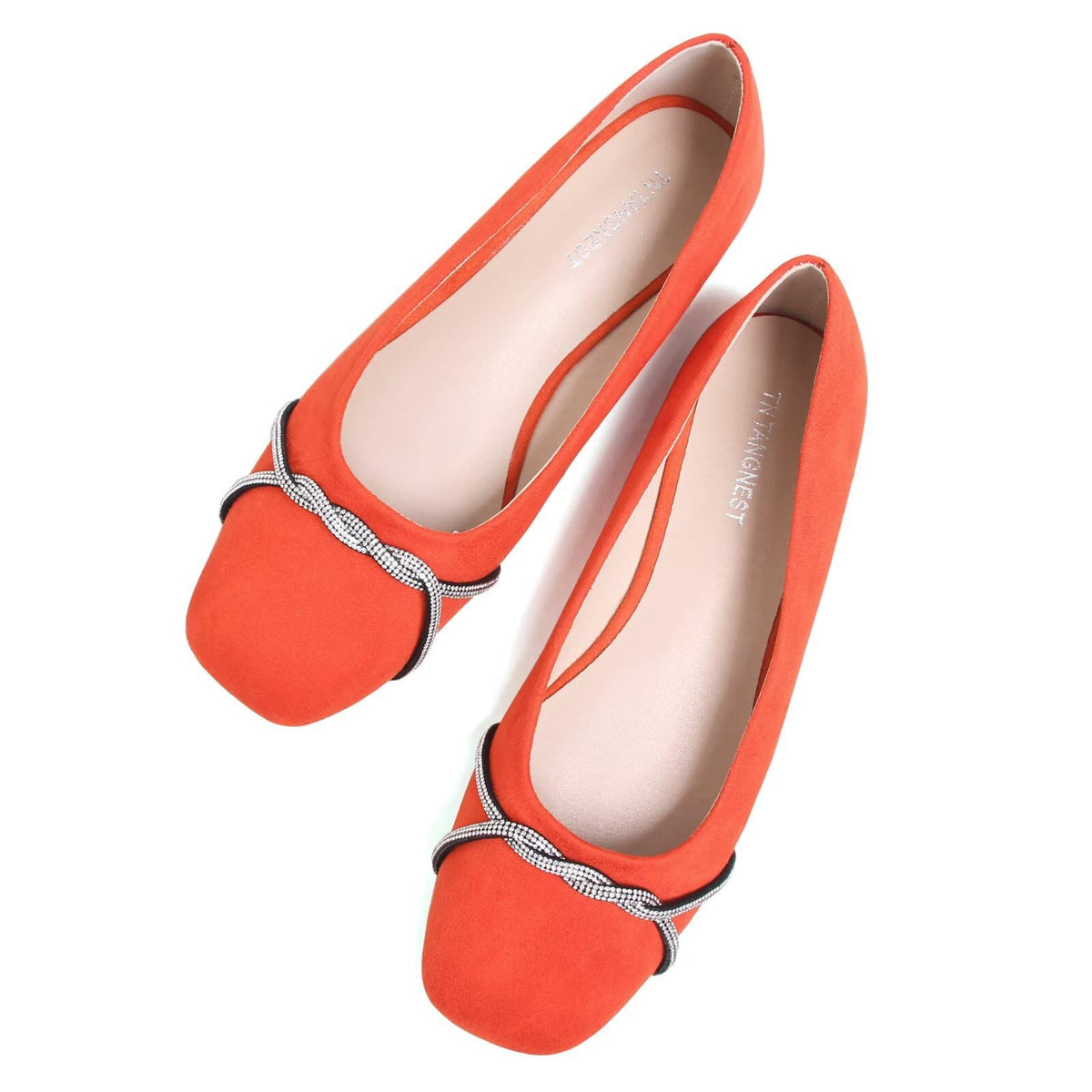 TN TANGNEST Womens Casual Flats Chain Ballet Flats | Fashion Pointed Toe Rhinestone Flats, Comfort Slip On Dress Shoes for Business Work Office Wedding Party