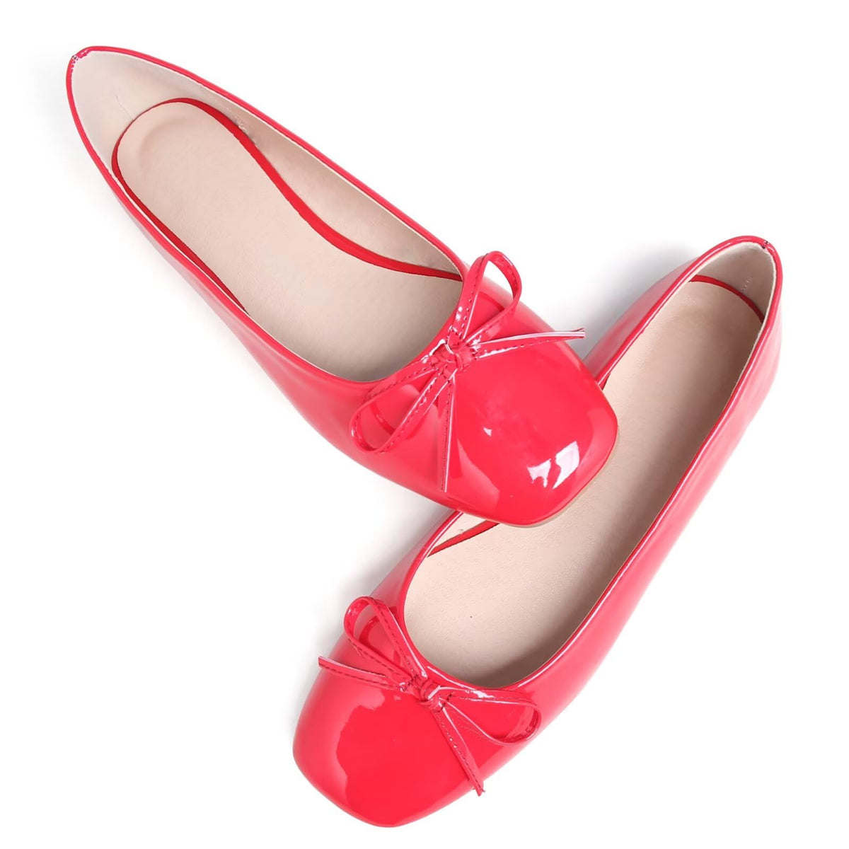 Dear Time Women's Casual Foldable Ballet Flats Square Toe Ballerina Flats Shoes Comfortable