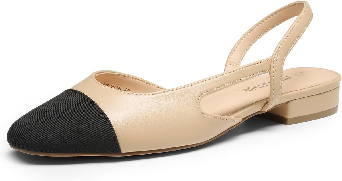 DREAM PAIRS Women's Slingback Ballet Flats | Dressy Flats Low Heel Dress Shoes for Business Casual Work Office Wedding Party, 0.98-inch Low Block Heel