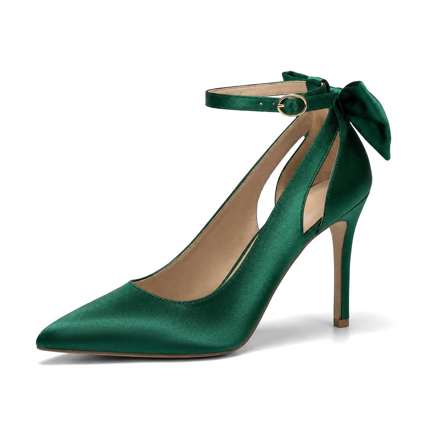 Women's Pointed Toe Bow Tie High Heels Ankle Strap Wedding Pumps | Closed Toe 4 Inches Stiletto High Heels Sexy Dress Shoes for Vacation Festival Party Office Work and Daily Wear