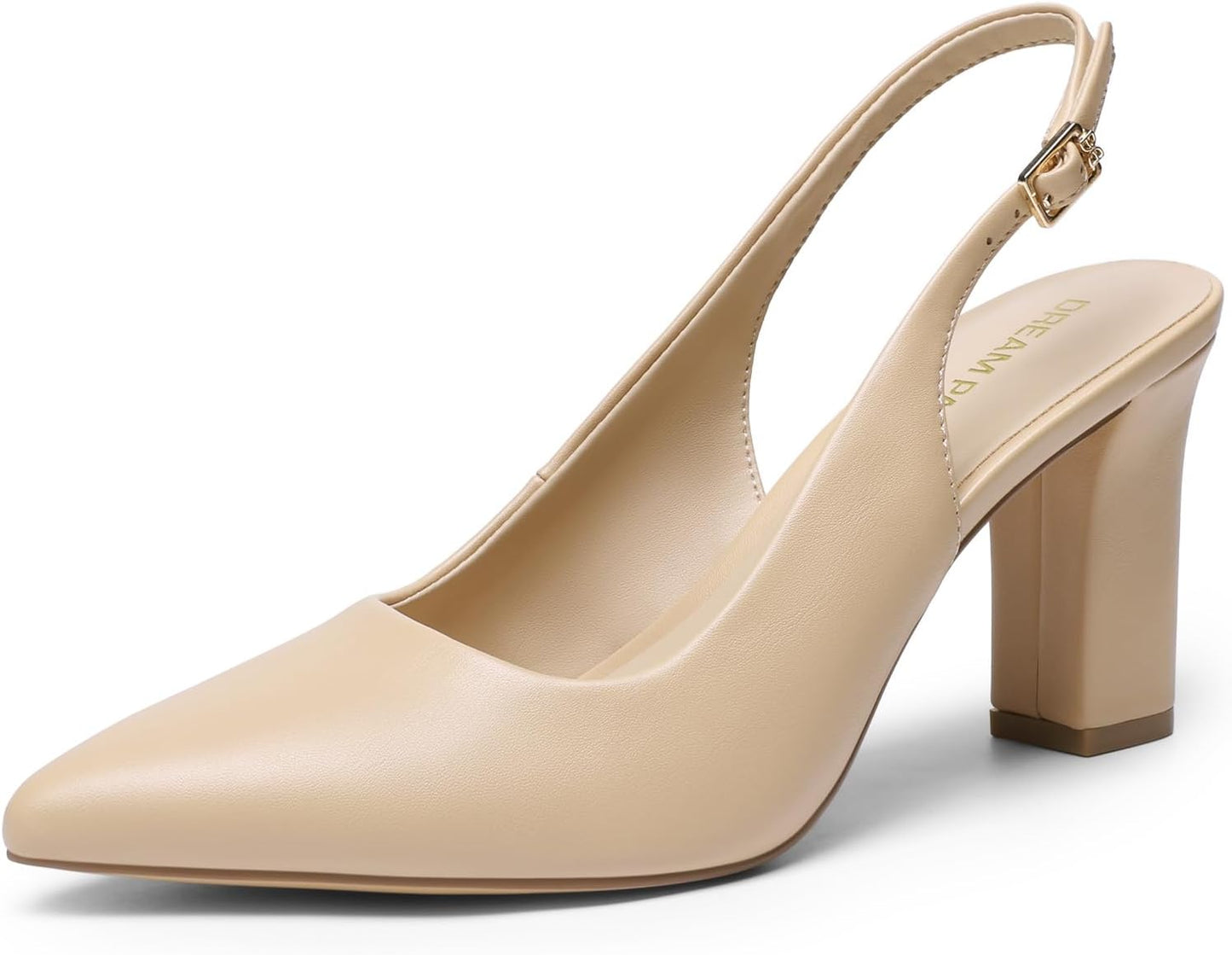 DREAM PAIRS Womens Slingback High Chunky Heels Pumps | High Block Heels Pointed Toe Closed Toe Comfortable Dress Shoes for Work Office Business