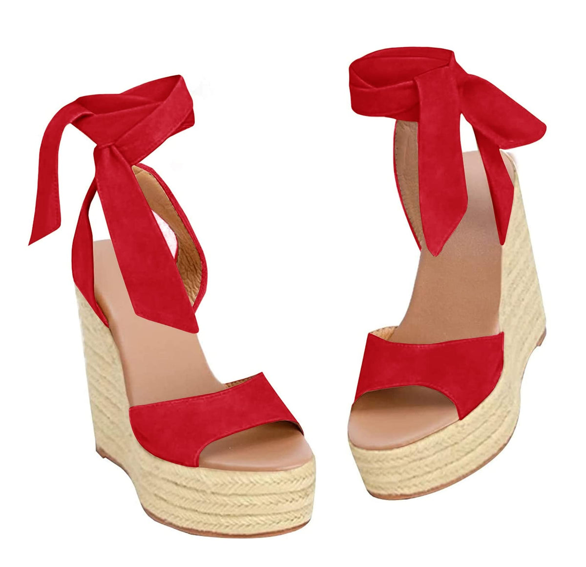 Womens Espadrilles Wedges Sandals Heels Open Toe Tie Lace Up Platform Ankle Strap Summer Dress Shoes