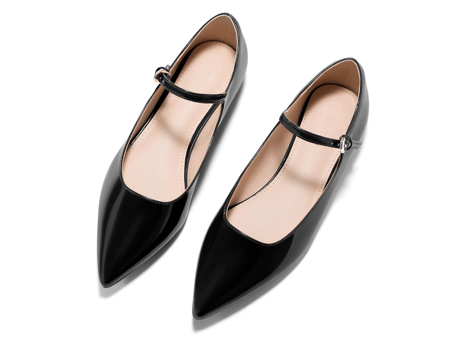 Coutgo Womens Mary Jane Flats Closed Pointed Toe Ballet Flats Work Shoes