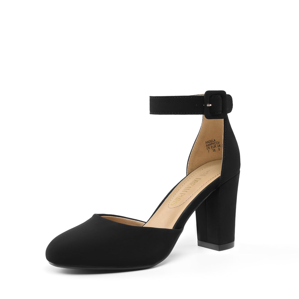 DREAM PAIRS Women's High Heel Chunky Pumps Shoes | Ankle Strap Closed Round Toe Chunky Heels Wedding Pumps Shoes for Women