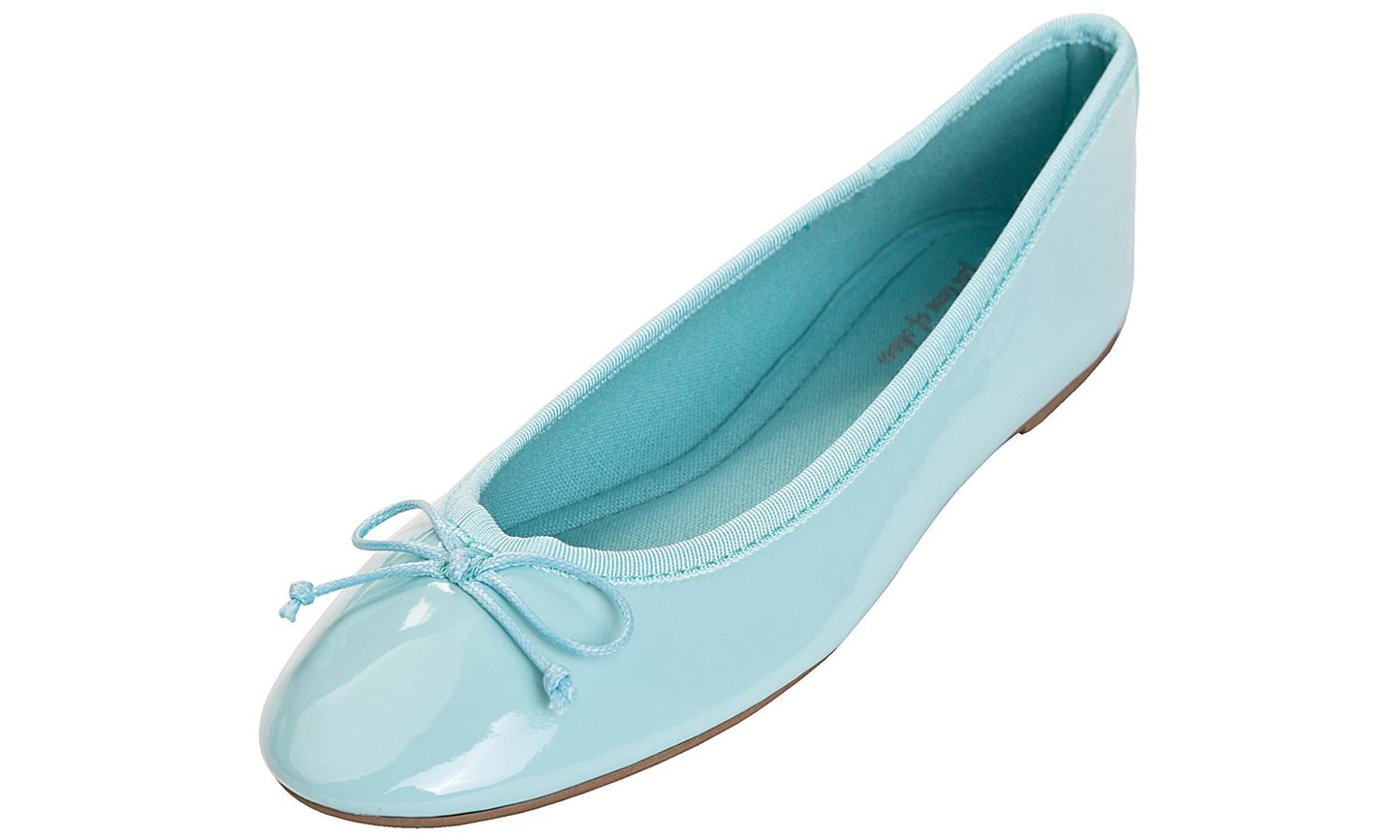FEVERSOLE Women's Macaroon Colorful Memory Foam Cushion Insock Patent Ballet Flat