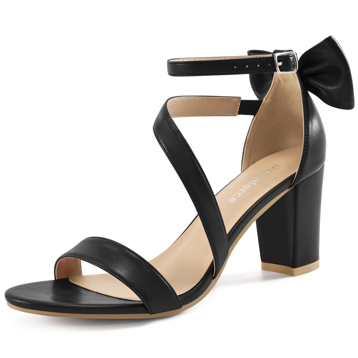 Reimferce Comfortable Block Heels for Women: 3.14" Stable Walk for Confidence on Wedding - Elegant Bow Ankle Strap & Cushioned Insole for Bride & Bridesmaids