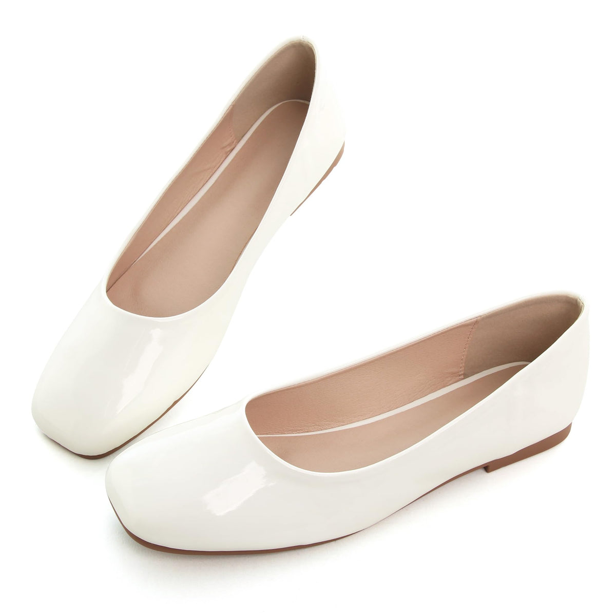 Dear Time Women's Casual Foldable Ballet Flats Square Toe Ballerina Flats Shoes Comfortable