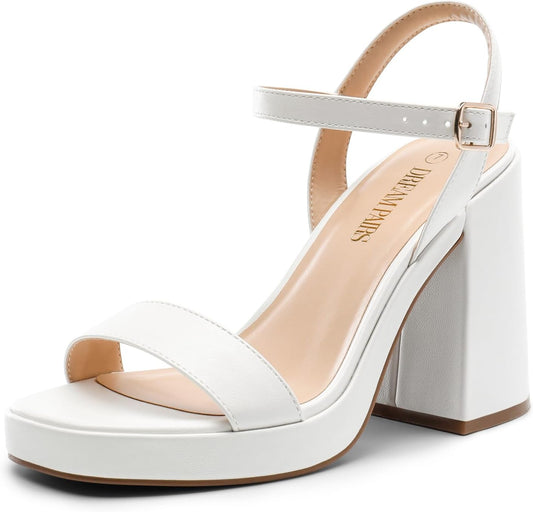 DREAM PAIRS Heels for Women Block Chunky Platform Sandal | Fashion Comfortable Open Toe Ankle Strap High Heels,Suitable for Wedding Daily Party Evening Prom Dance Dress Sandals Shoes