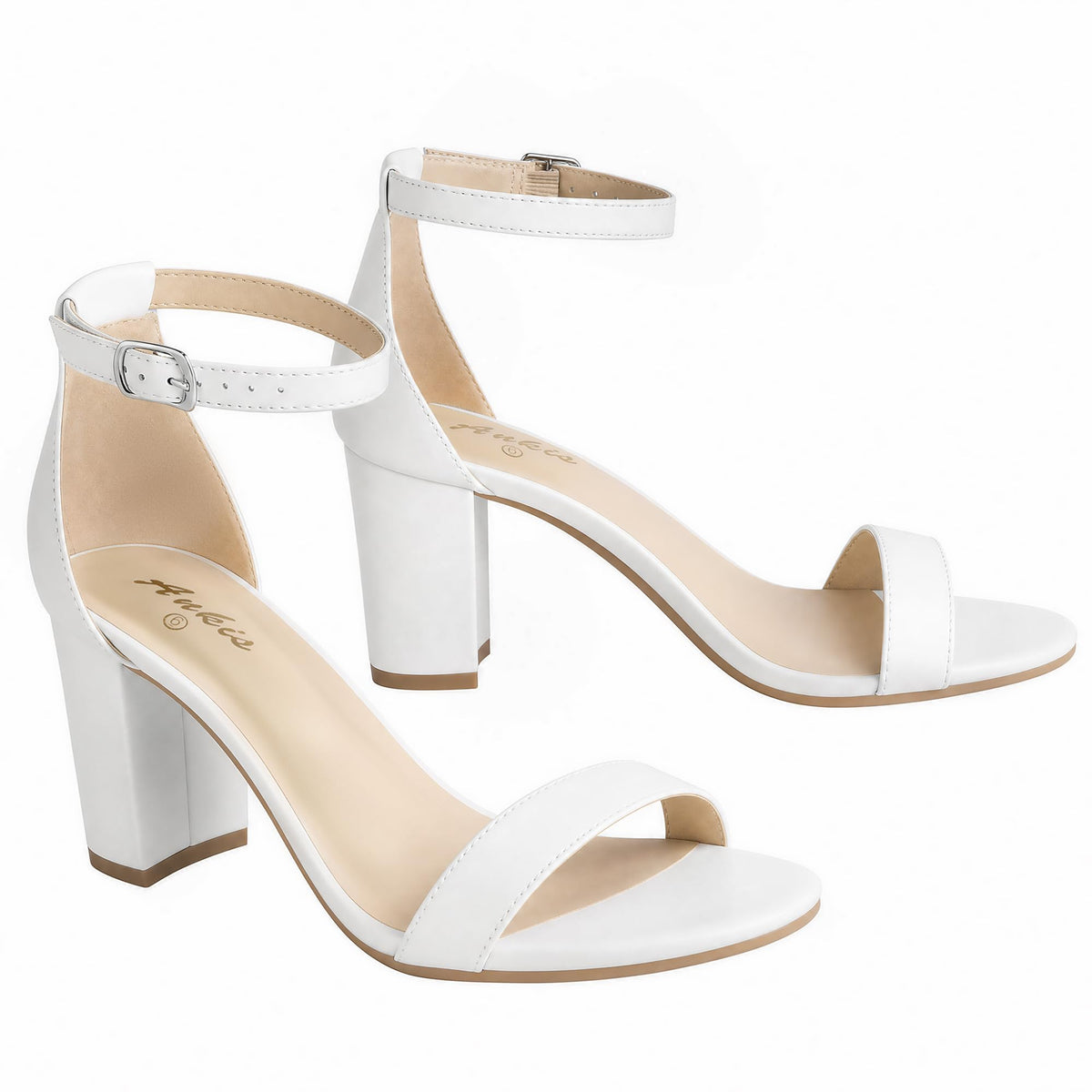 Ankis Heels for Women Open Toe Ankle Strap Chunky Heel Sandals 2.75 Inch