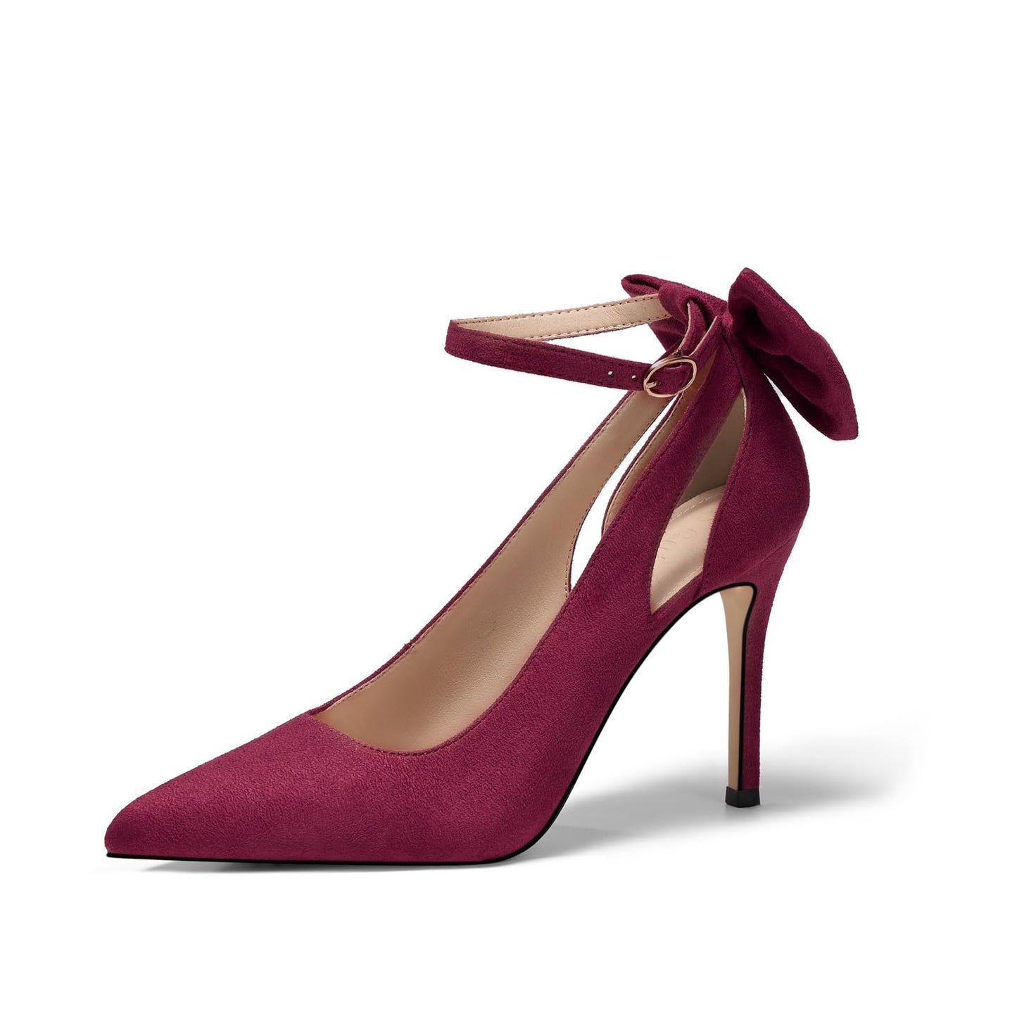 Women's Pointed Toe Bow Tie High Heels Ankle Strap Wedding Pumps | Closed Toe 4 Inches Stiletto High Heels Sexy Dress Shoes for Vacation Festival Party Office Work and Daily Wear