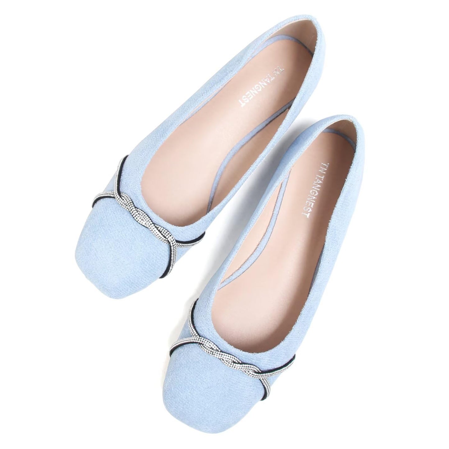 TN TANGNEST Womens Casual Flats Chain Ballet Flats | Fashion Pointed Toe Rhinestone Flats, Comfort Slip On Dress Shoes for Business Work Office Wedding Party