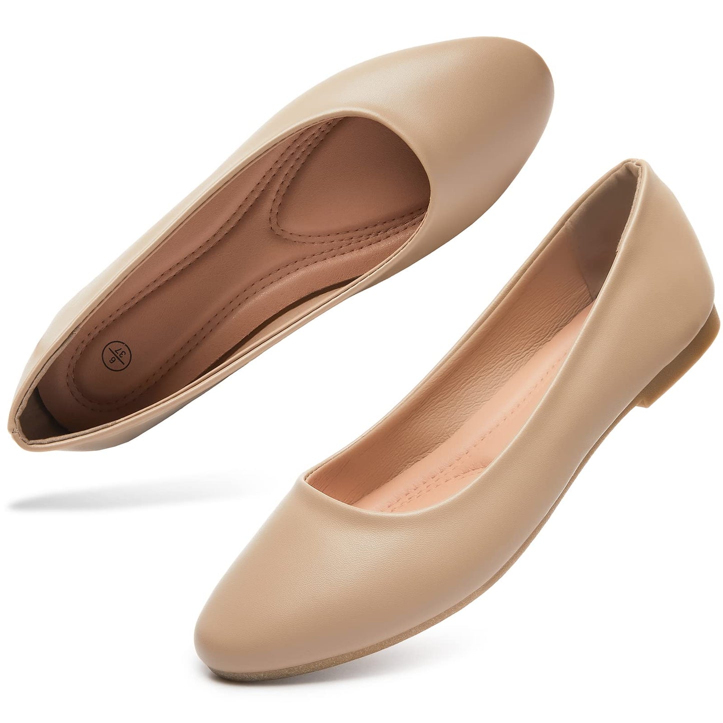 Hash Bubbie Women's Flats Shoes Ballet Flats Dress Shoes Comfortable PU Leather Slip on Shoes for Women