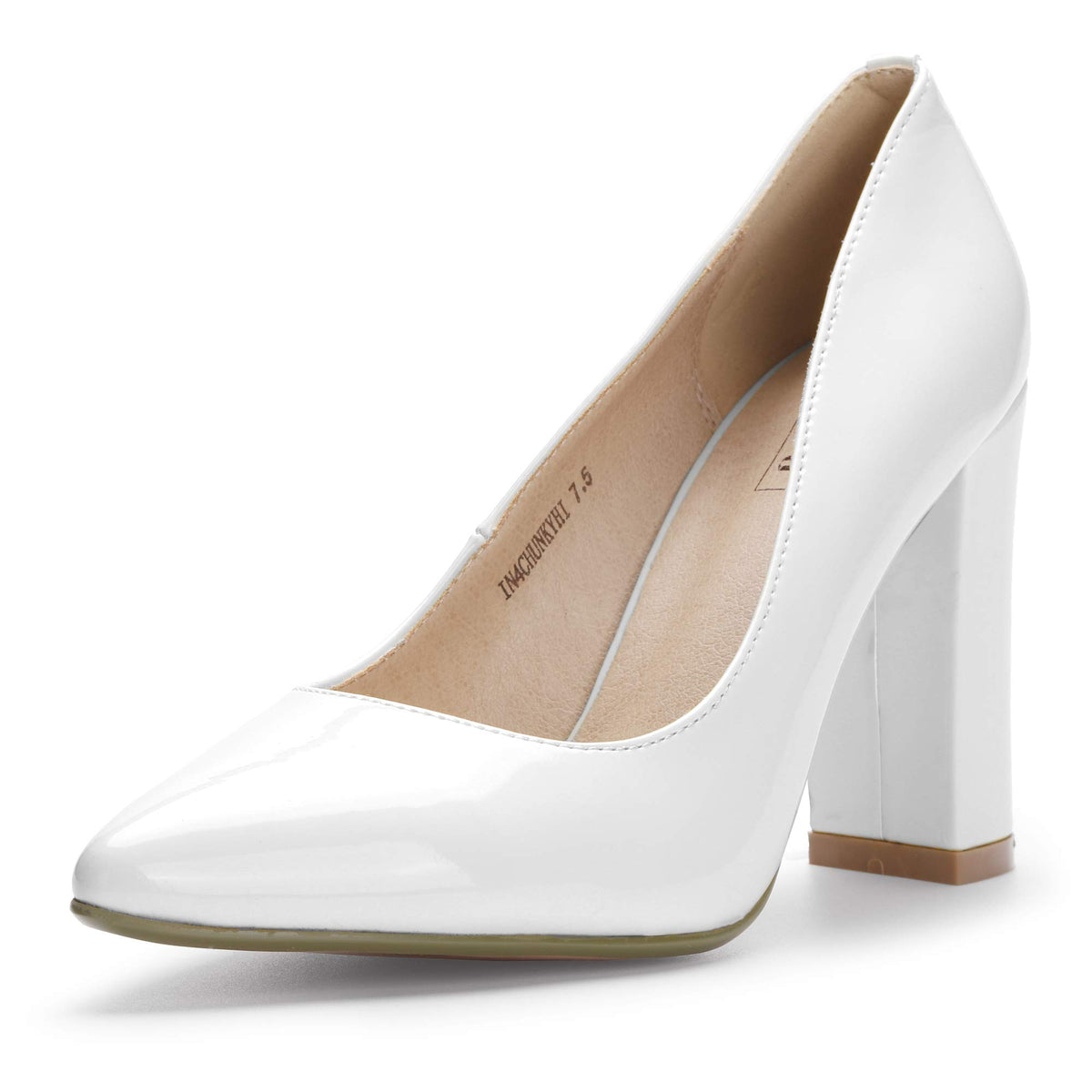 IDIFU Women's IN4 Chunky High Heels Closed Pointed Toe Pumps | Formal Block Heel Office Business Wedding Dress Shoes for Women Ladies