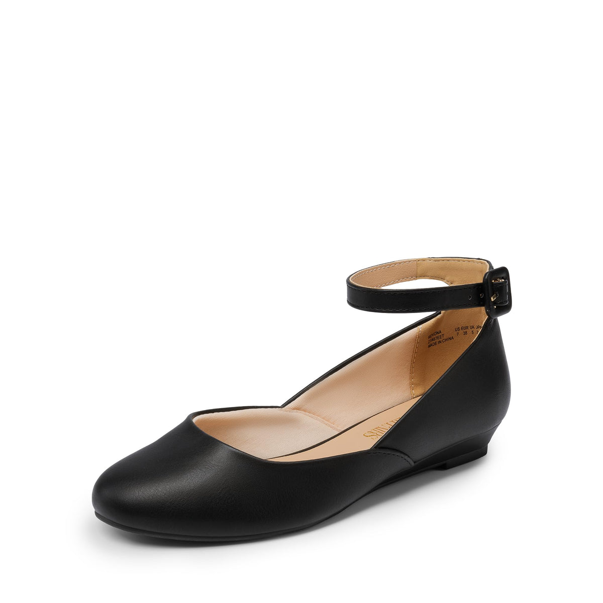 DREAM PAIRS Women's Dress Flats Ballet Low Wedge | Round Toe Flats, Ankle Strap, Comfortable Casual Flat Shoes