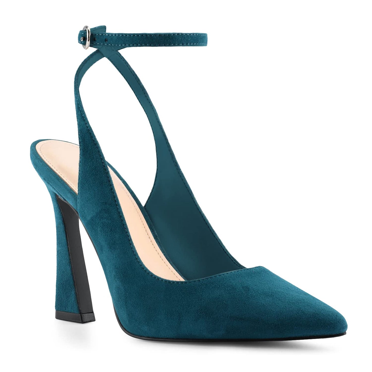 Womens Closed Toe Ankle Strap Heels Pointed Toe Pumps Shoes Slingback High Heel Wedding Dress Shoes