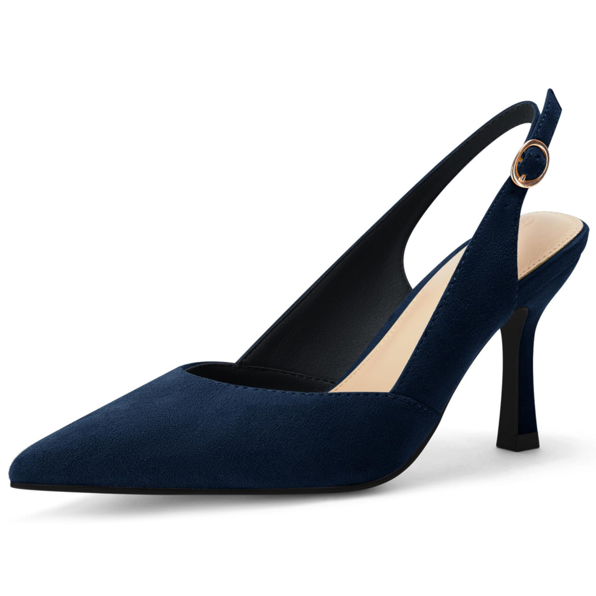 Rilista Women's Slingback Kitten Heels Closed Pointed Toe Backless Wedding Party Dress Pumps Shoes