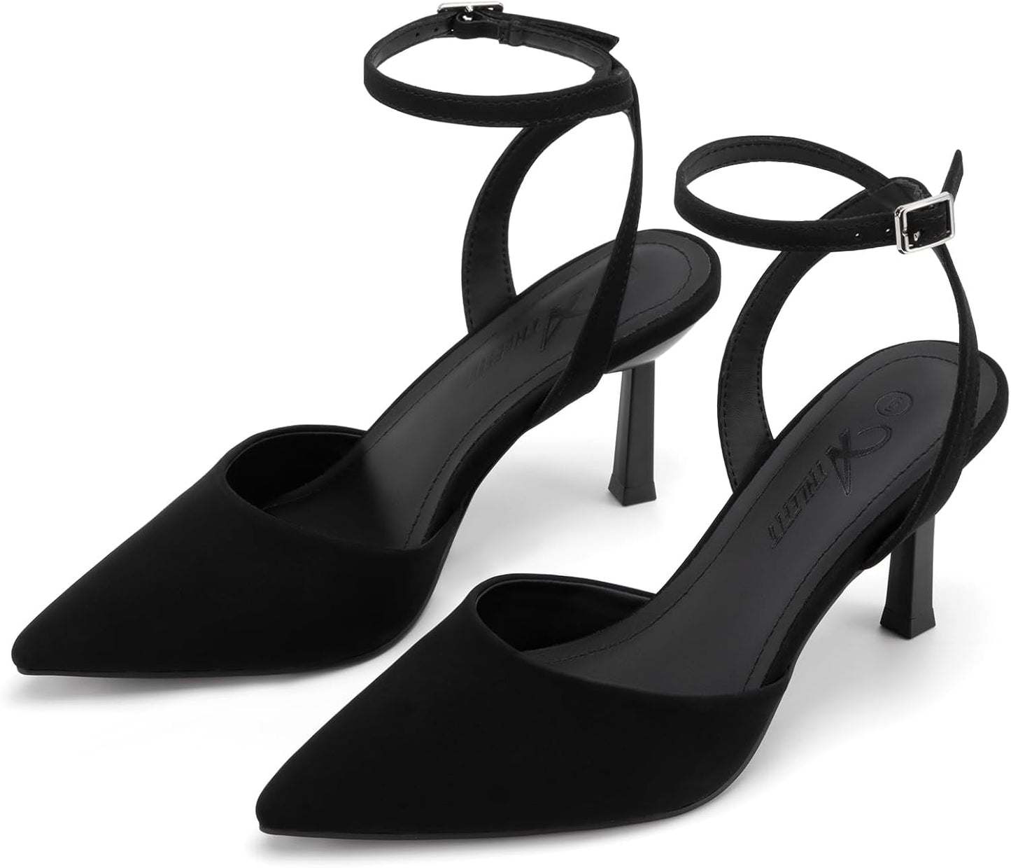Athlefit Women's Closed Toe 3 Inch High Heels Pumps Shoes | Pointed Toe, Latex Cushioned Insole, Adjustable Ankle Strap, Dress Shoes for Wedding Party, Graduation, Office Work