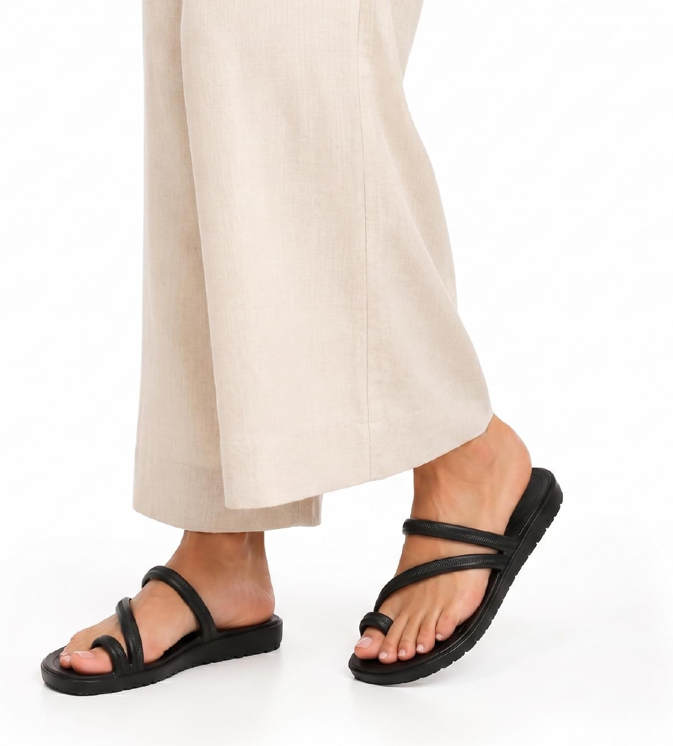 SOSOWHLTE Women’s Square Toe Slides with Arch Support Beach Thong Sandals | Summer,Non-Slip,Toe Loop Sandals, Flexible Straps, Pool, Garden, Camping, Travel, Daily Wear, Walking, Shower