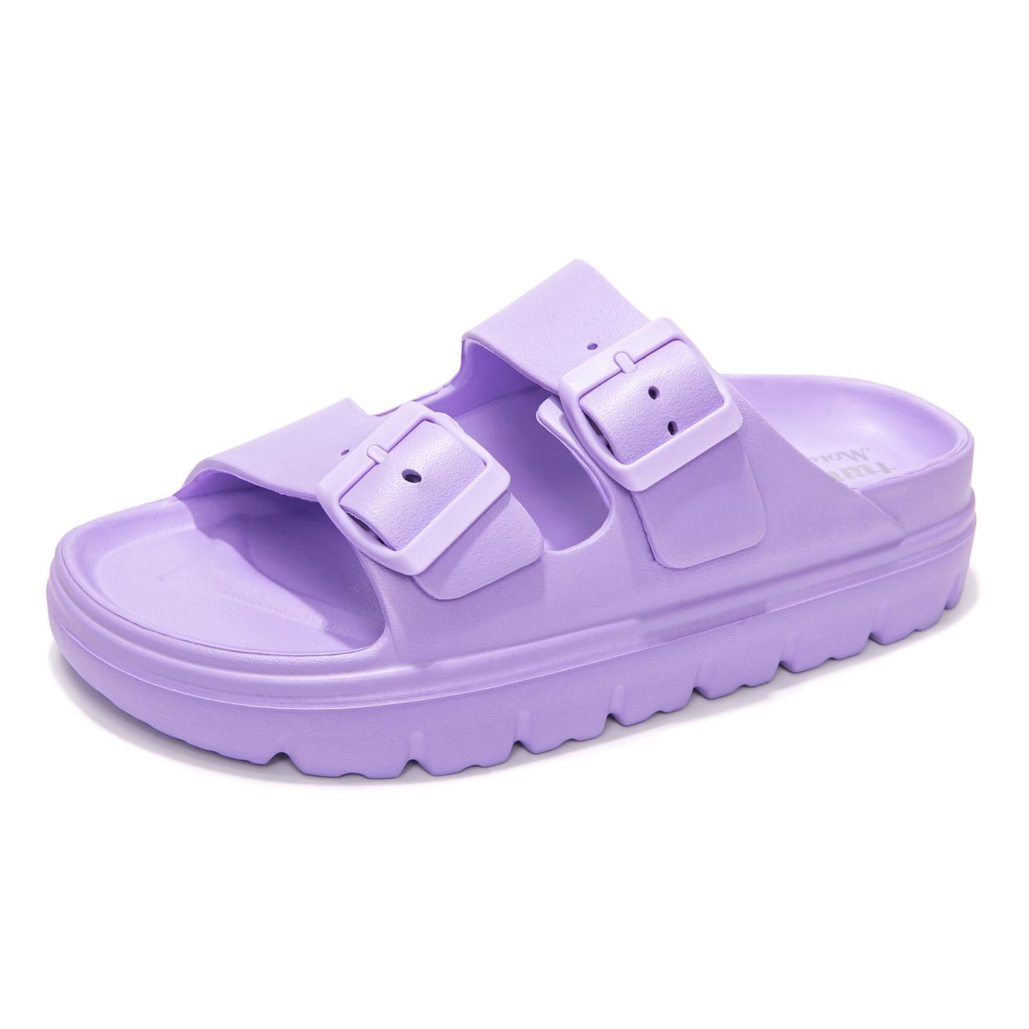 FUNKYMONKEY Women's Comfort Slides Non-Slip Lightweight Flat Beach Sandals | Adjustable Buckle Plastic Sandals with Arch Support, Waterproof Non-Slip Summer Slippers for Pool, Shower & Daily Wear