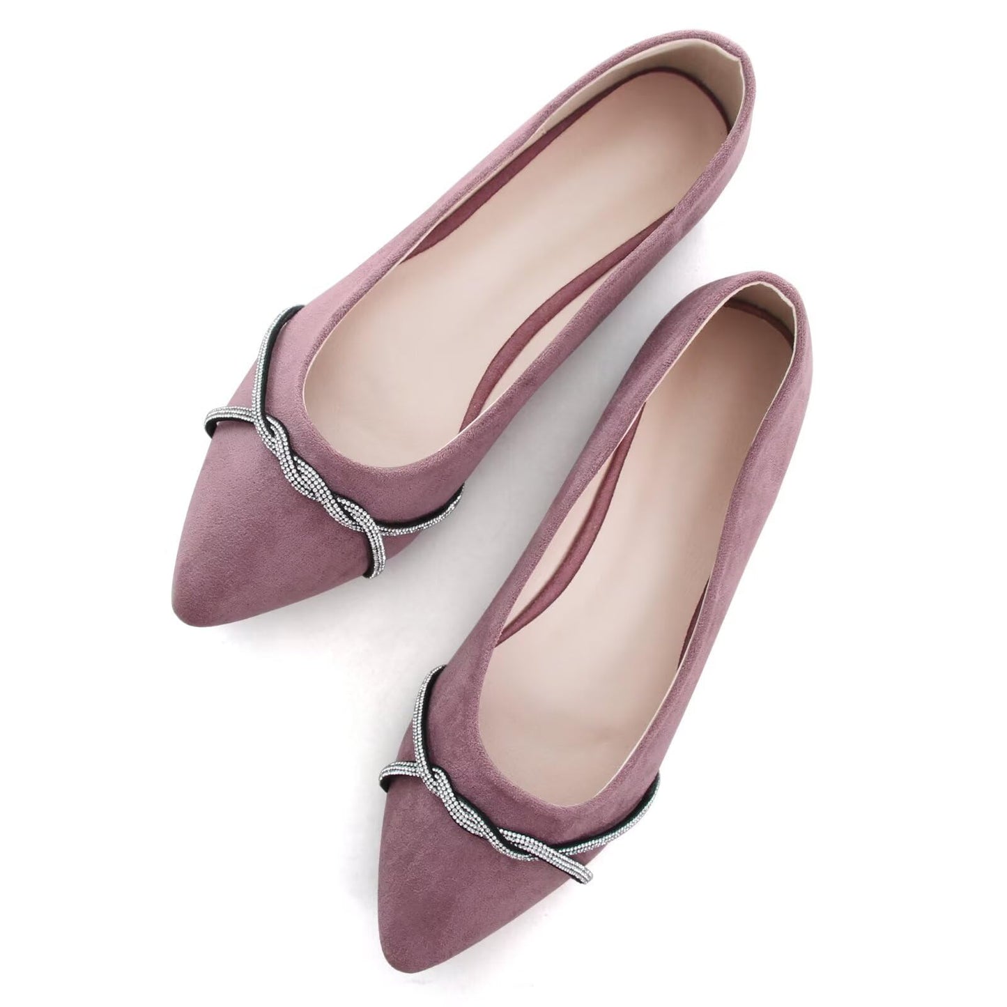 TN TANGNEST Womens Casual Flats Chain Ballet Flats | Fashion Pointed Toe Rhinestone Flats, Comfort Slip On Dress Shoes for Business Work Office Wedding Party