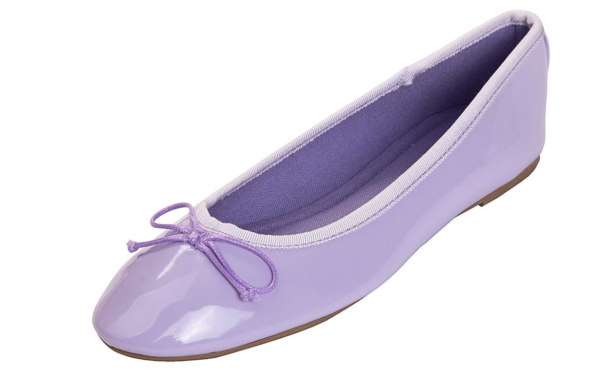 FEVERSOLE Women's Macaroon Colorful Memory Foam Cushion Insock Patent Ballet Flat