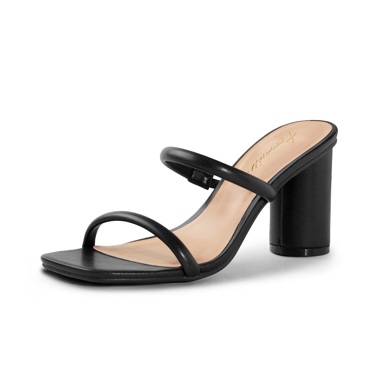Arromic Square Open Toe Heels for Women Two Strap Heeled Chunky Sandals Strappy Round Heels Party Dressy Shoes