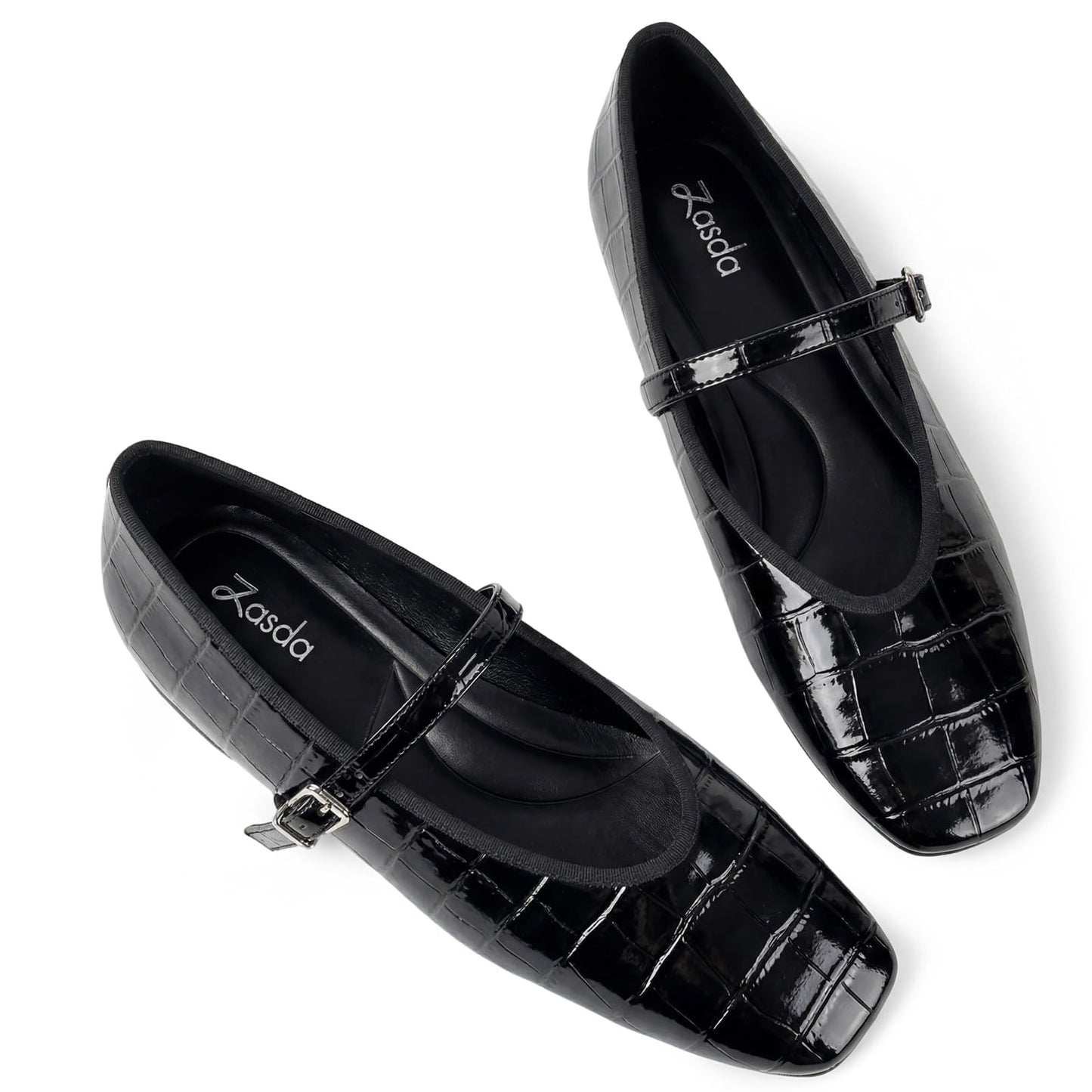 Flats for Women Comfortable Dressy Mary Jane Ballet Flats | Square Toe, Faux Leather, Ankle Strap, Cushioned Insole, Ideal for Work Office Business Dressy Casual Daily Wear