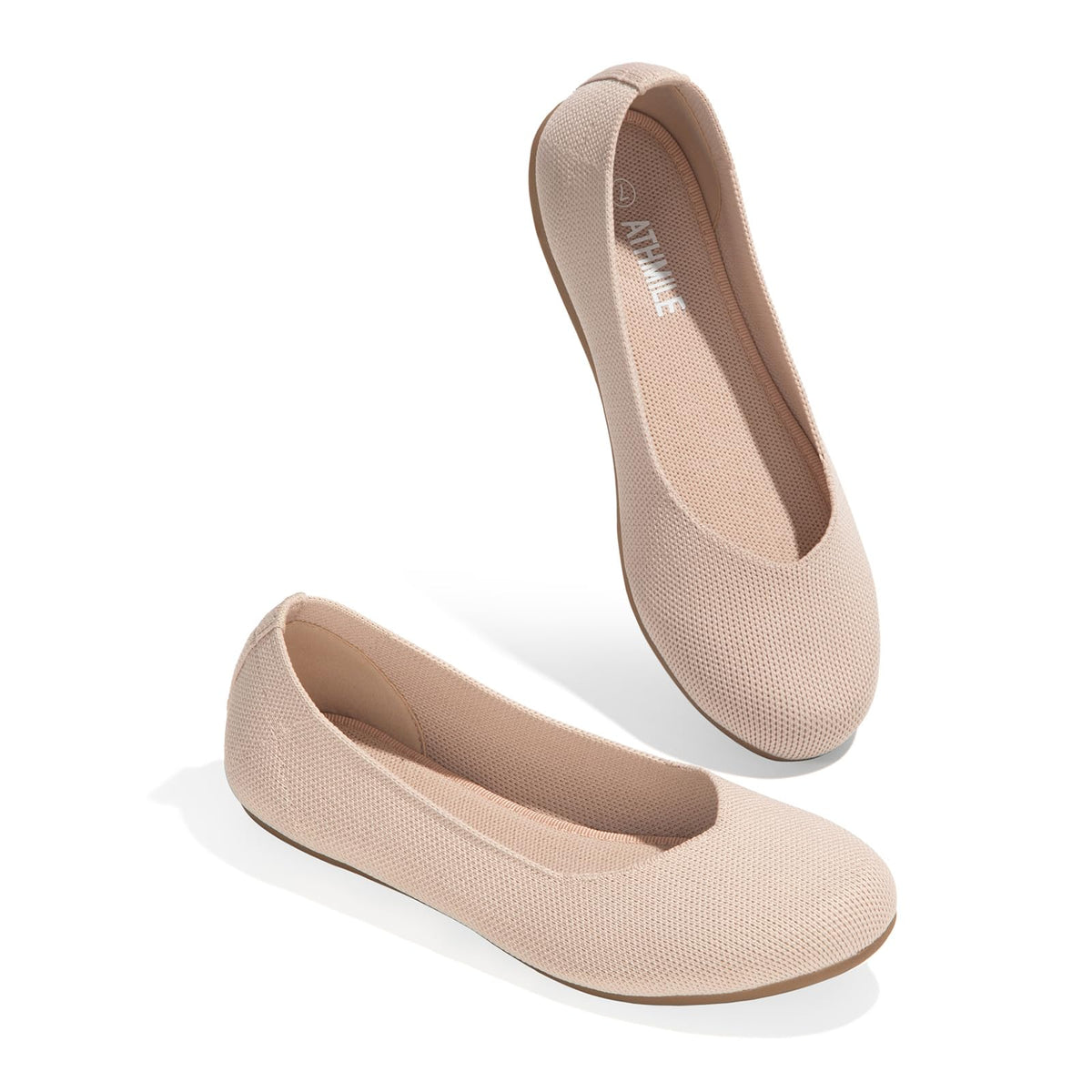 ATHMILE Women's Flat Ballet Shoes Knit Flat Shoes for Women Round Toe | Slip on Women Flats for Dressy Casual Office Work Wedding Comfort Soft
