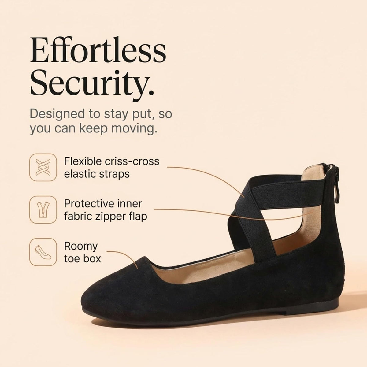 EMMA NEW YORK Ankle Strap Flats for Women | Foam Cushioned Insole, Criss Cross Elastic Strap, Dressy Mary Jane Style