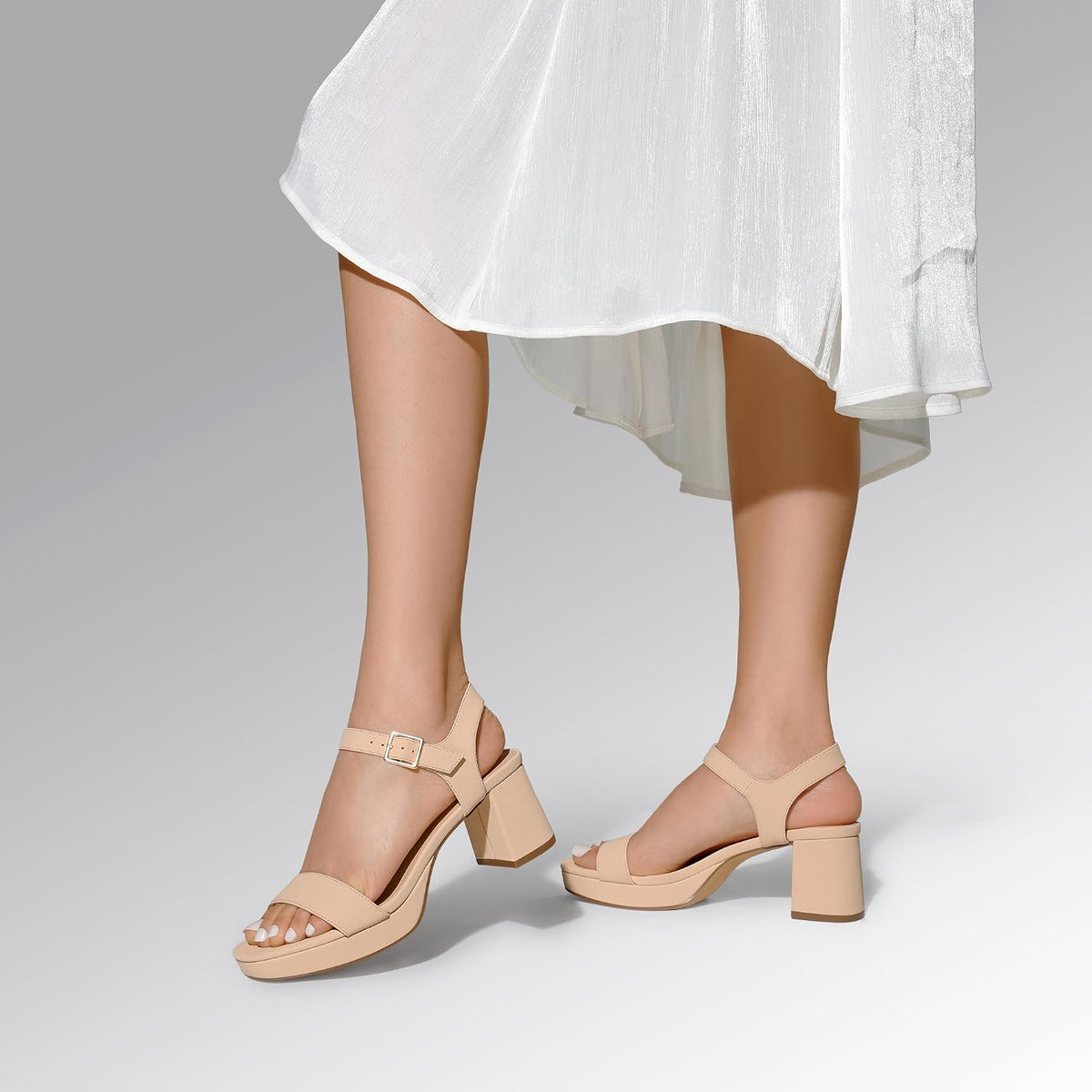 DREAM PAIRS Women's Platform Block Chunky Heels Sandals | Open Square Toe Ankle Strap Heel Fashion Wedding Party Dress Sandals Shoes 2.56-inch Block Heel and a 0.71-inch Platform